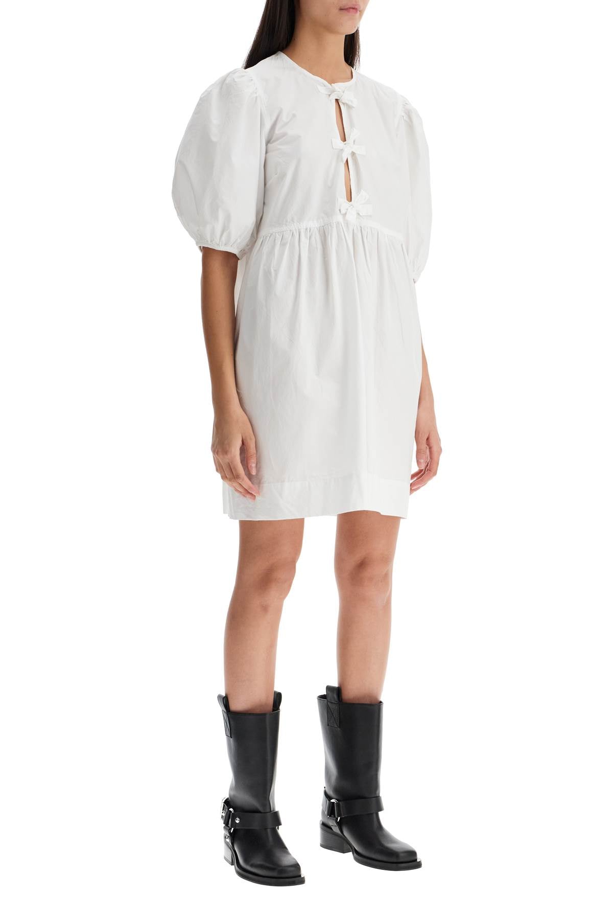 Organic Botton Tie String Mini Dress