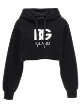 Dolce & Gabbana Logo Embroidery Cropped Hoodie Black