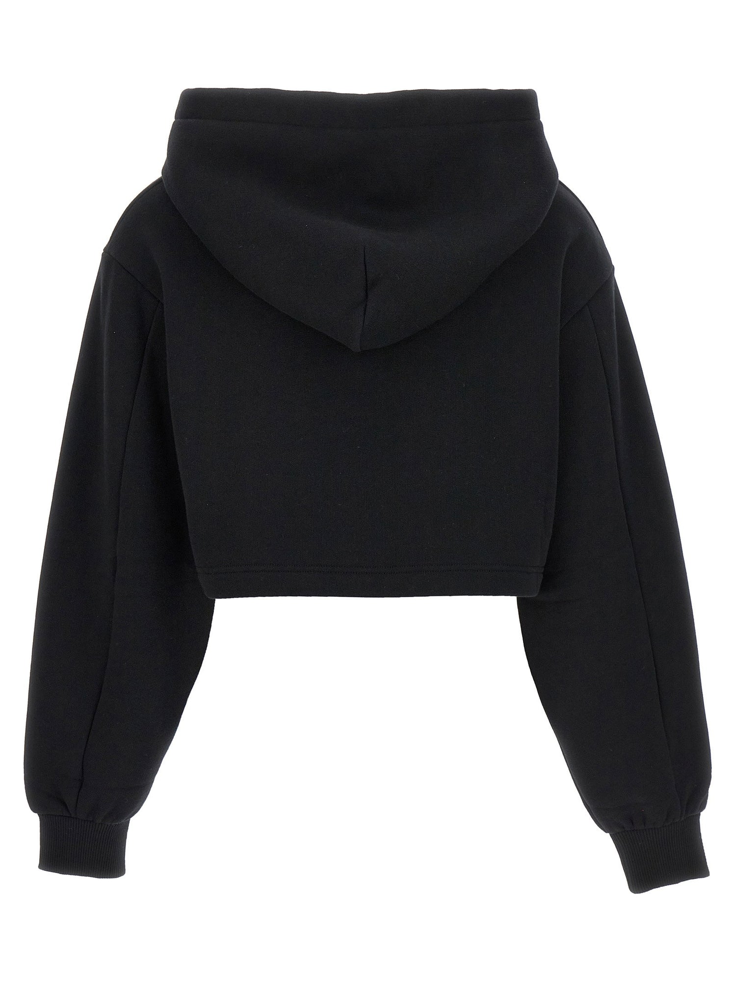 Dolce &amp; Gabbana Logo Embroidery Cropped Hoodie Black