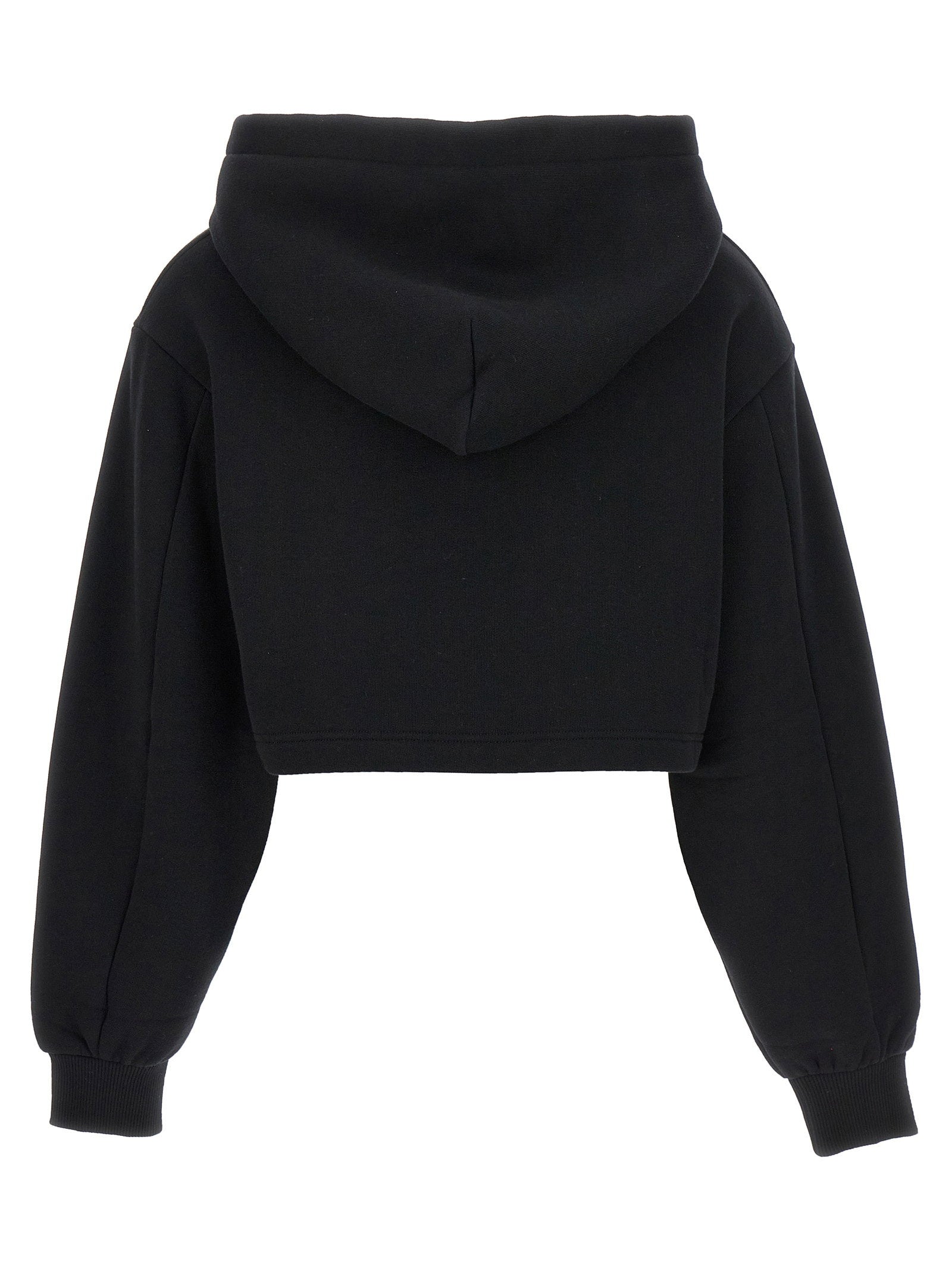 Dolce &amp; Gabbana Logo Embroidery Cropped Hoodie Black
