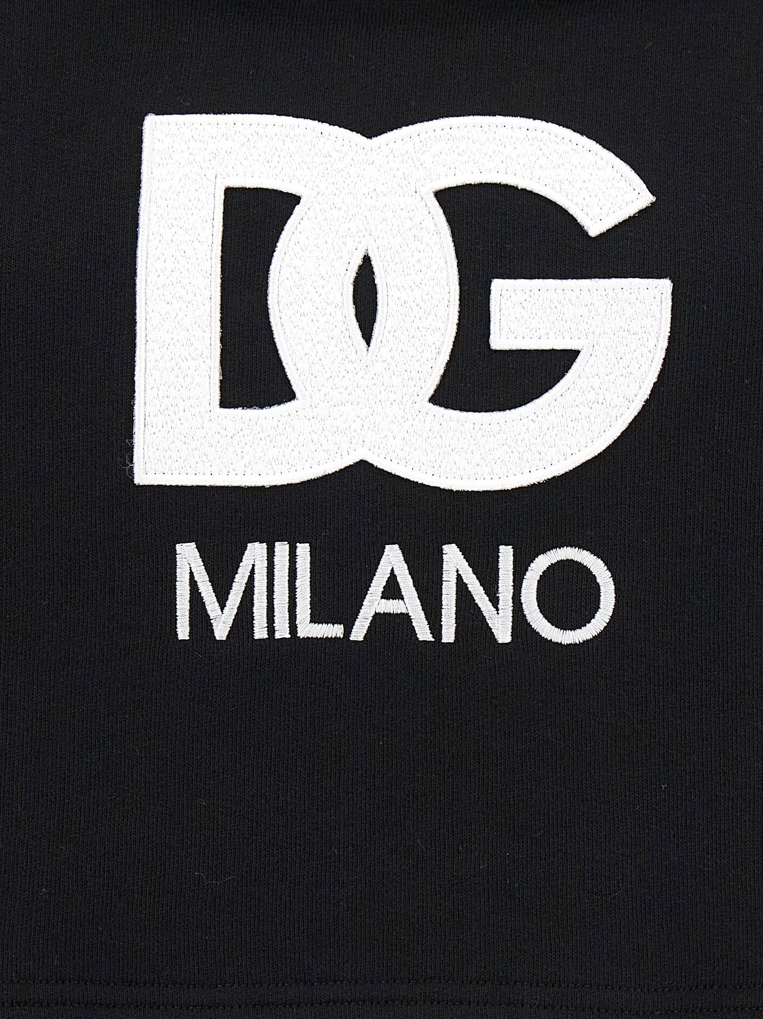 Dolce &amp; Gabbana Logo Embroidery Cropped Hoodie Black