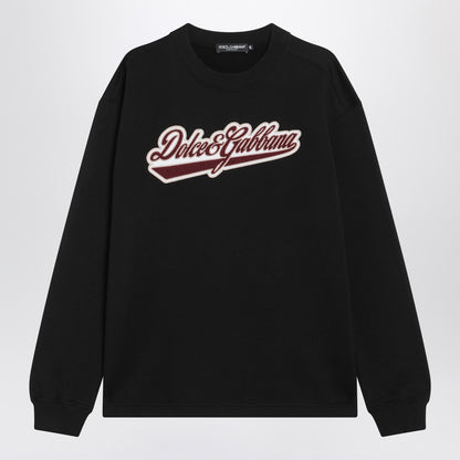 Dolce &amp; Gabbana Black Cotton Logo-Patch Sweatshirt Black
