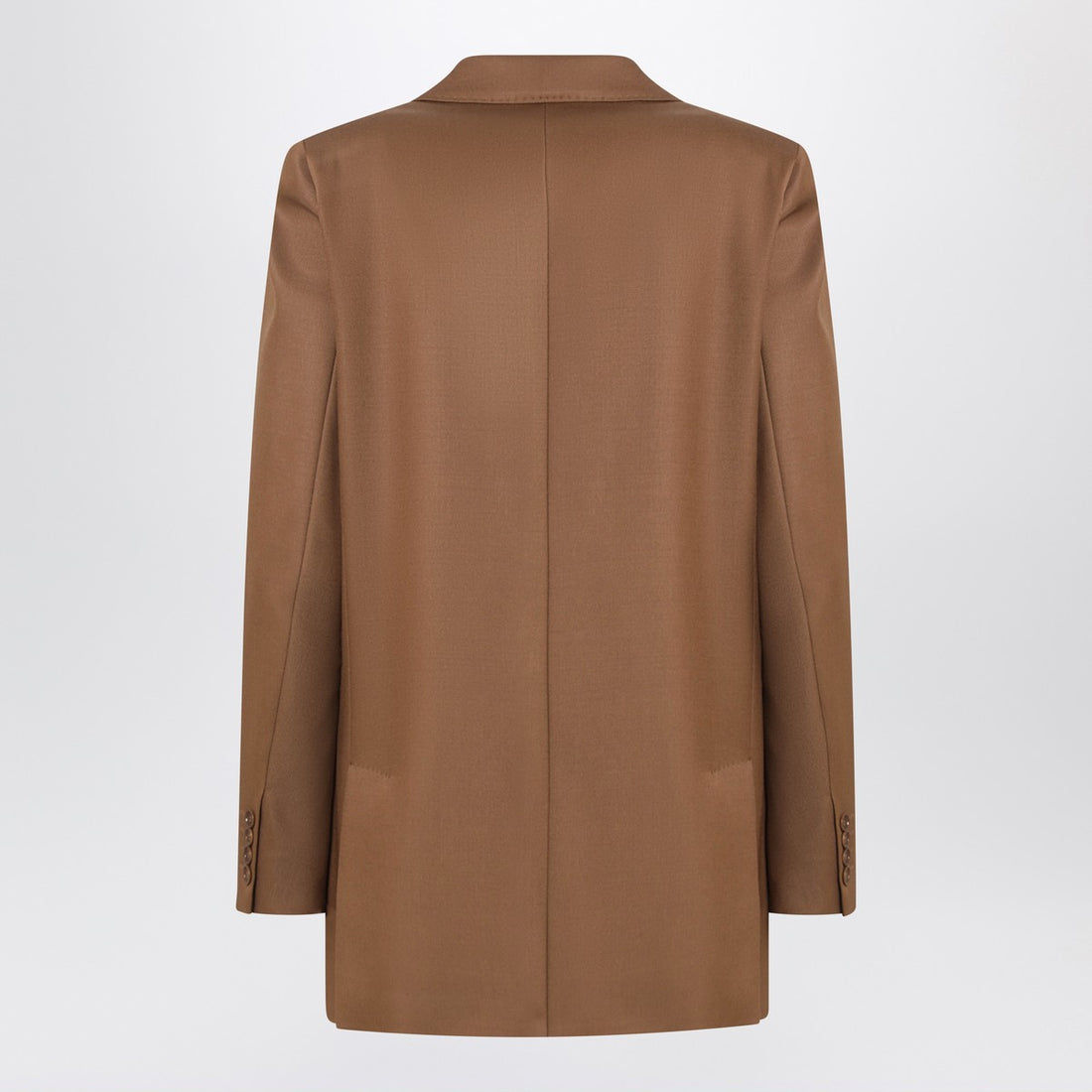 Max Mara Tan Double-Breasted Wool Blazer Brown