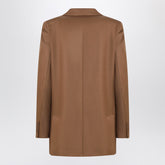 Max Mara Tan Double-Breasted Wool Blazer Brown
