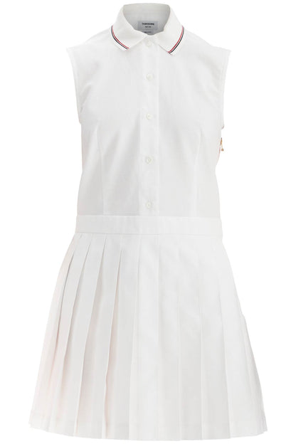 THOM BROWNE White pleated cotton dress