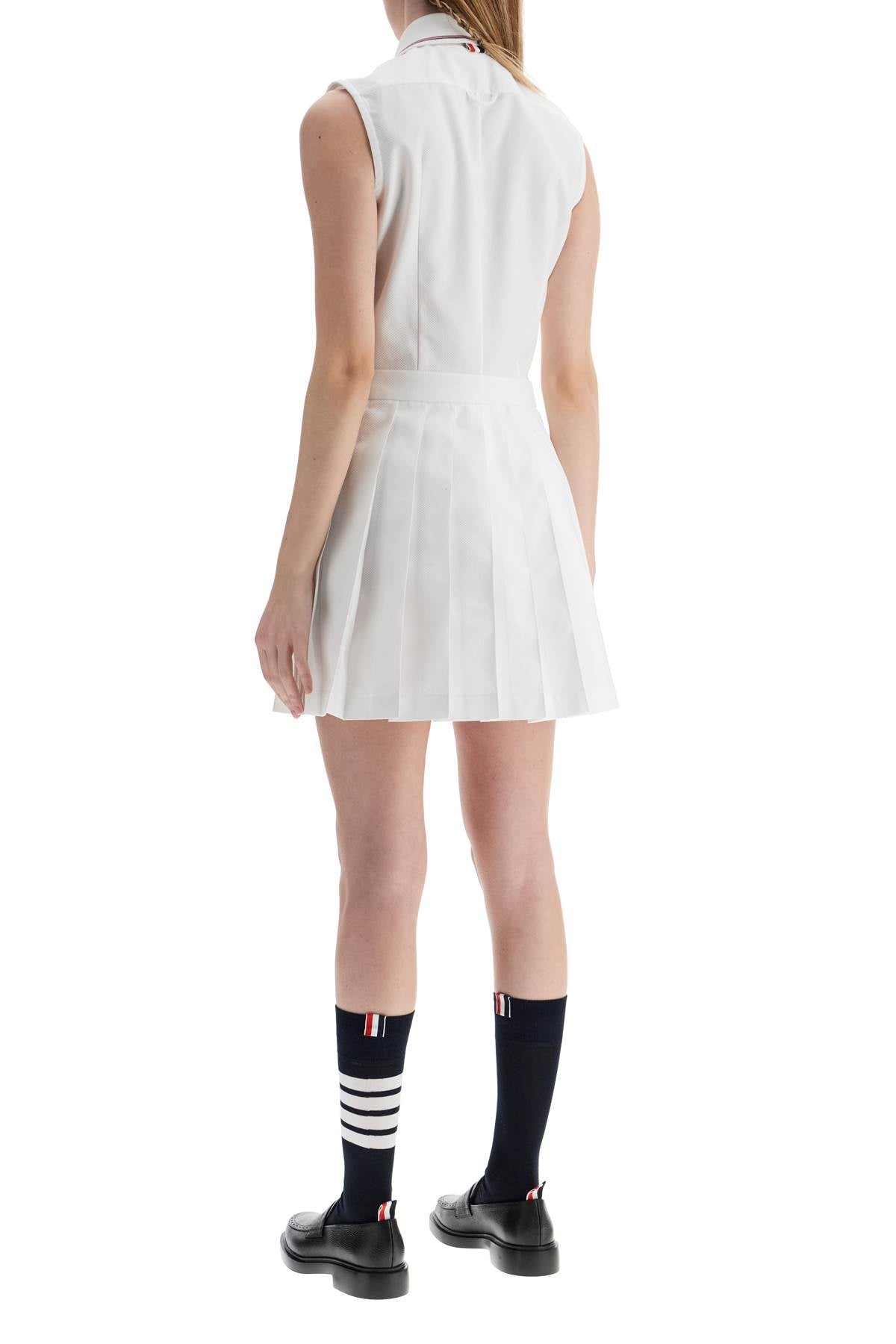 THOM BROWNE White pleated cotton dress