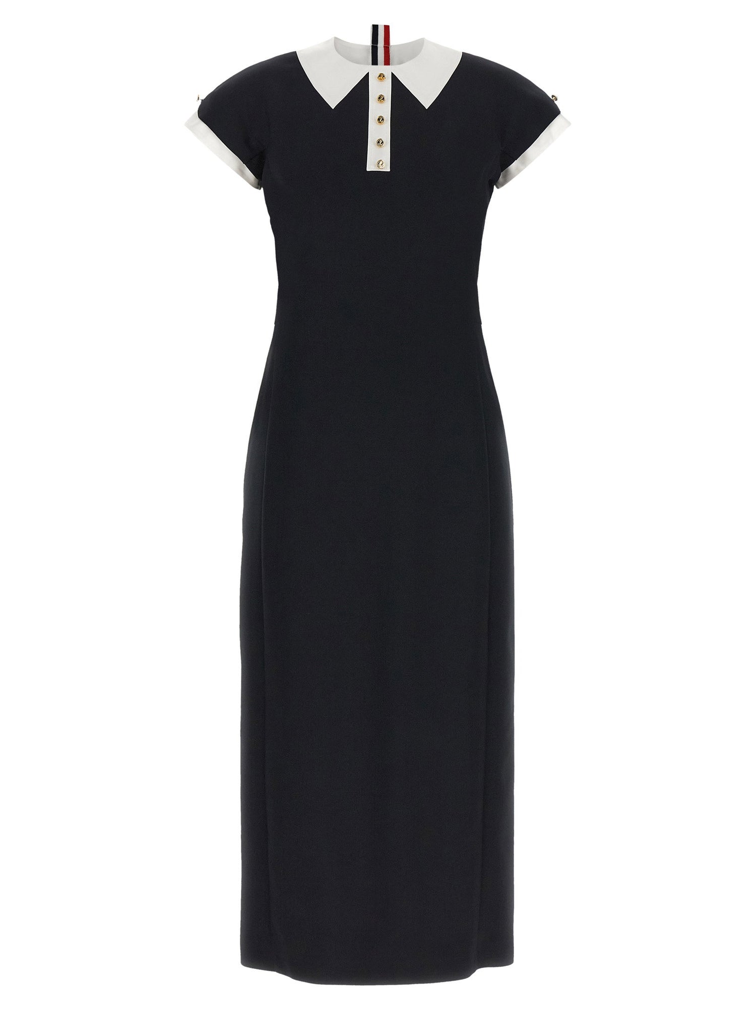 Thom Browne Polo Dress With Intarsia And Rwb Detail Blue