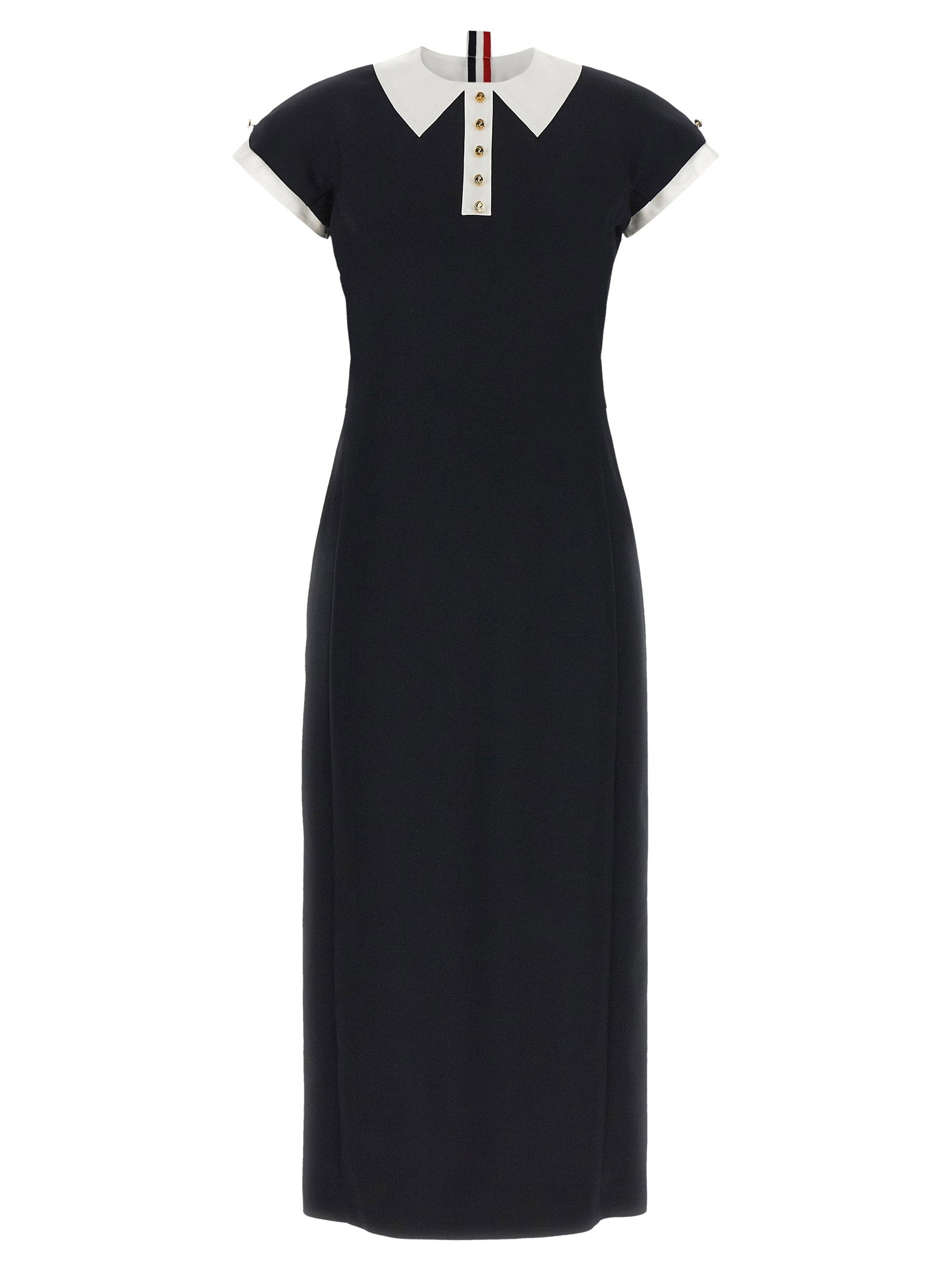 Thom Browne Polo Dress With Intarsia And Rwb Detail Blue