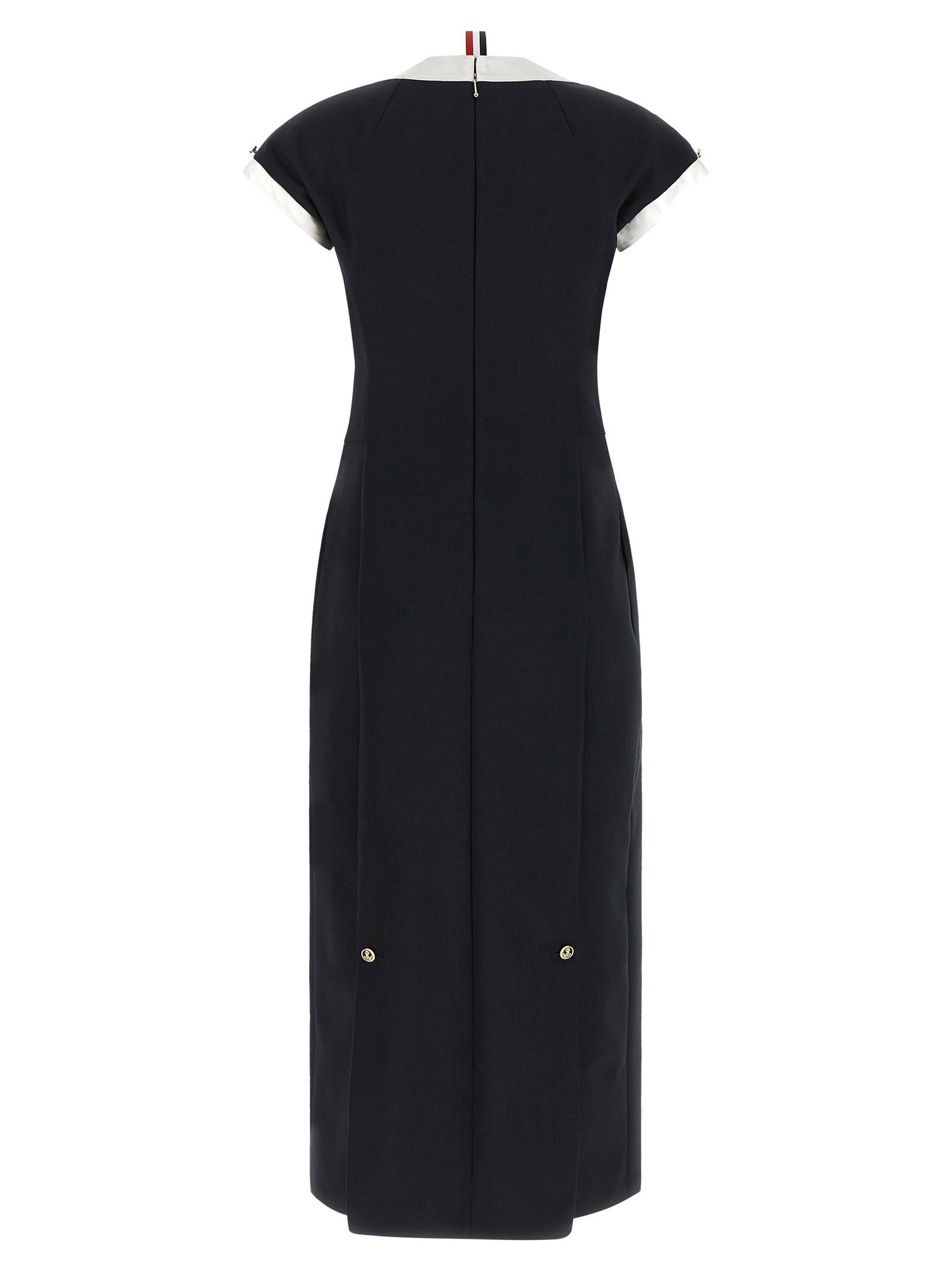 Thom Browne Polo Dress With Intarsia And Rwb Detail Blue