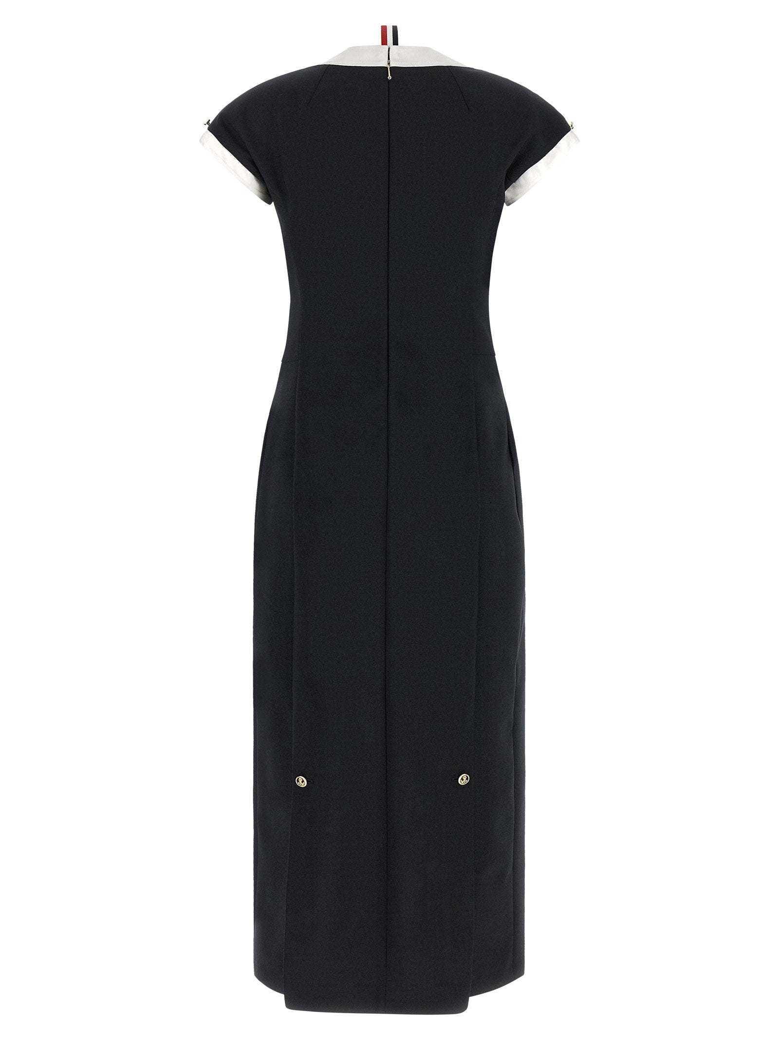 Thom Browne Polo Dress With Intarsia And Rwb Detail Blue
