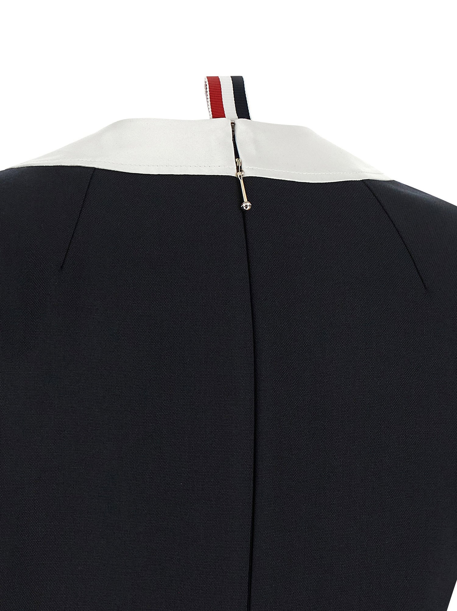 Thom Browne Polo Dress With Intarsia And Rwb Detail Blue