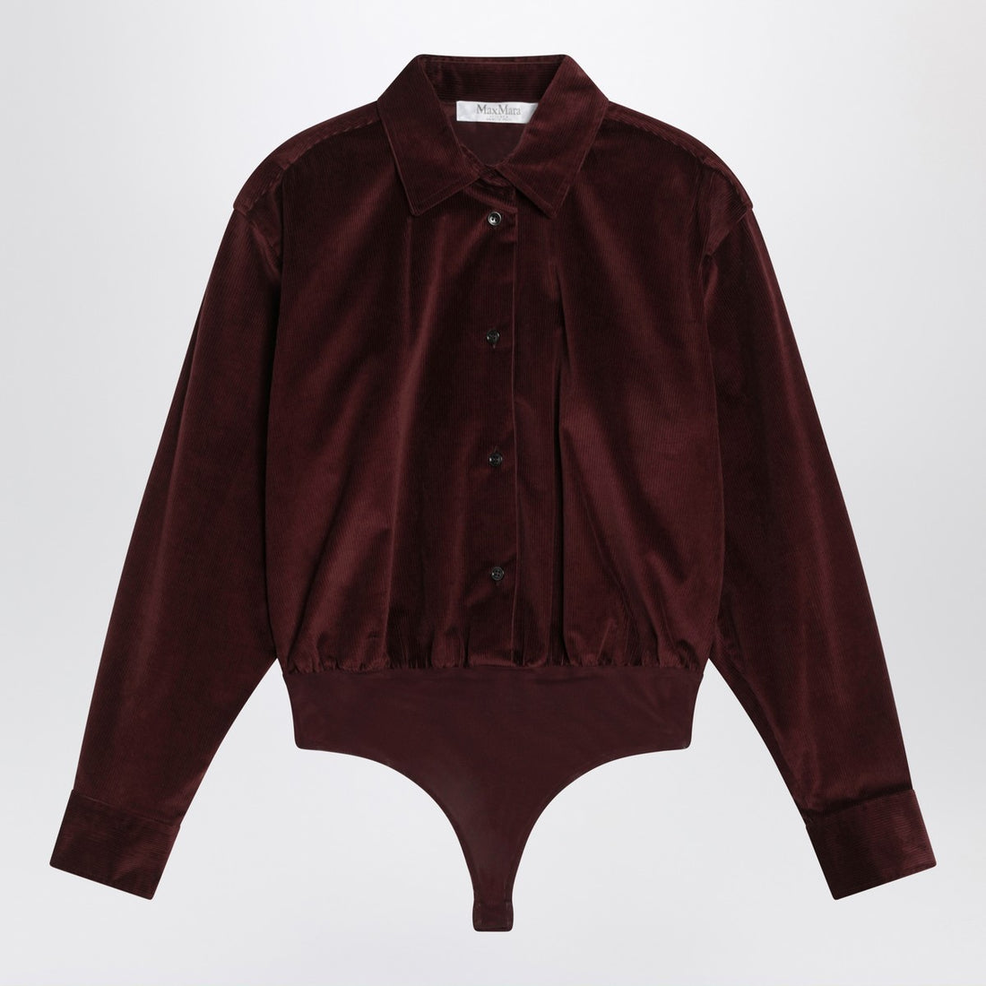 Max Mara Cherry Velvet Bodysuit Shirt Burgundy