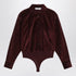 Max Mara Cherry Velvet Bodysuit Shirt Burgundy
