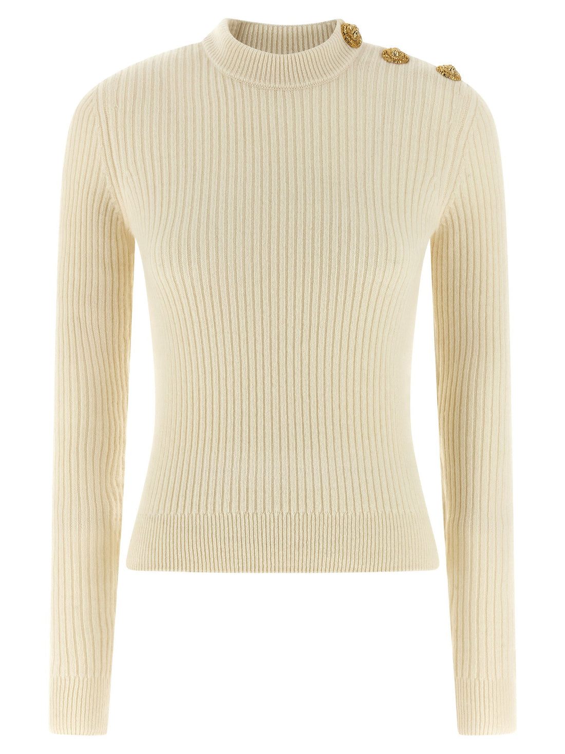 Balmain Ribbed Sweater White