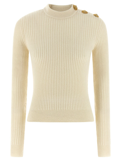 Balmain Ribbed Sweater White
