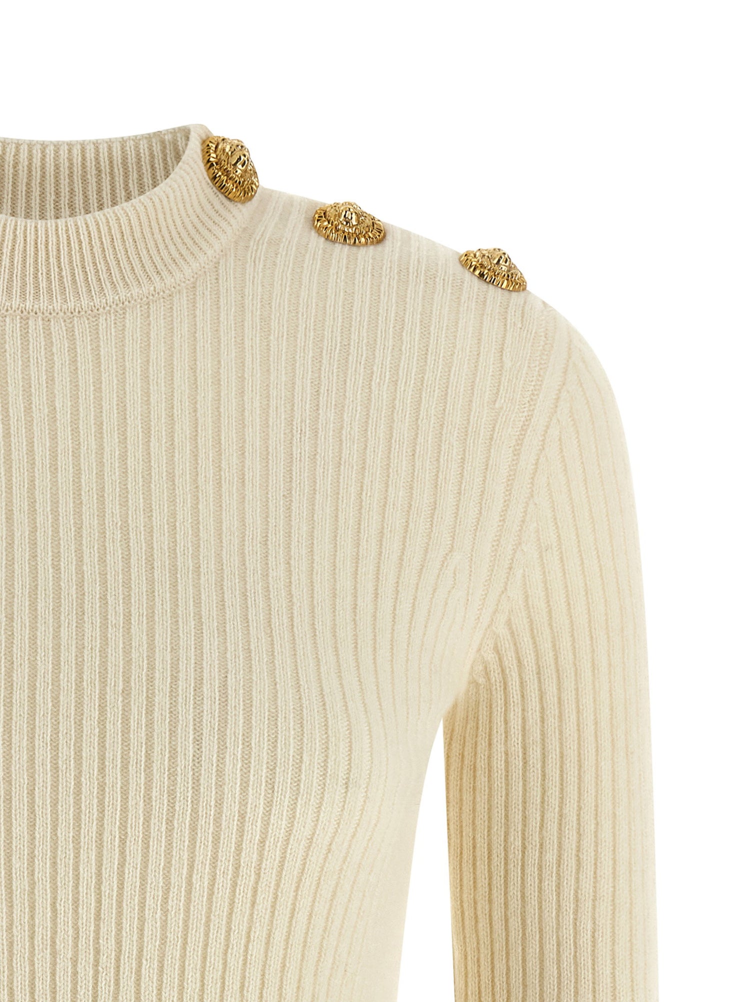 Balmain Ribbed Sweater White