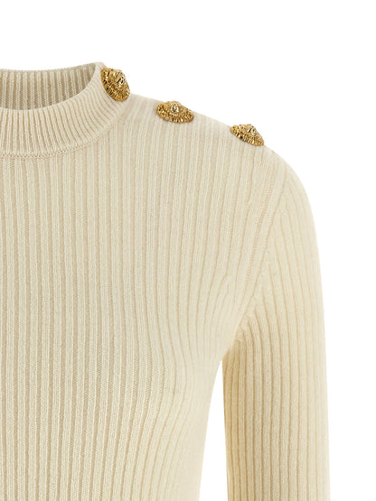 Balmain Ribbed Sweater White
