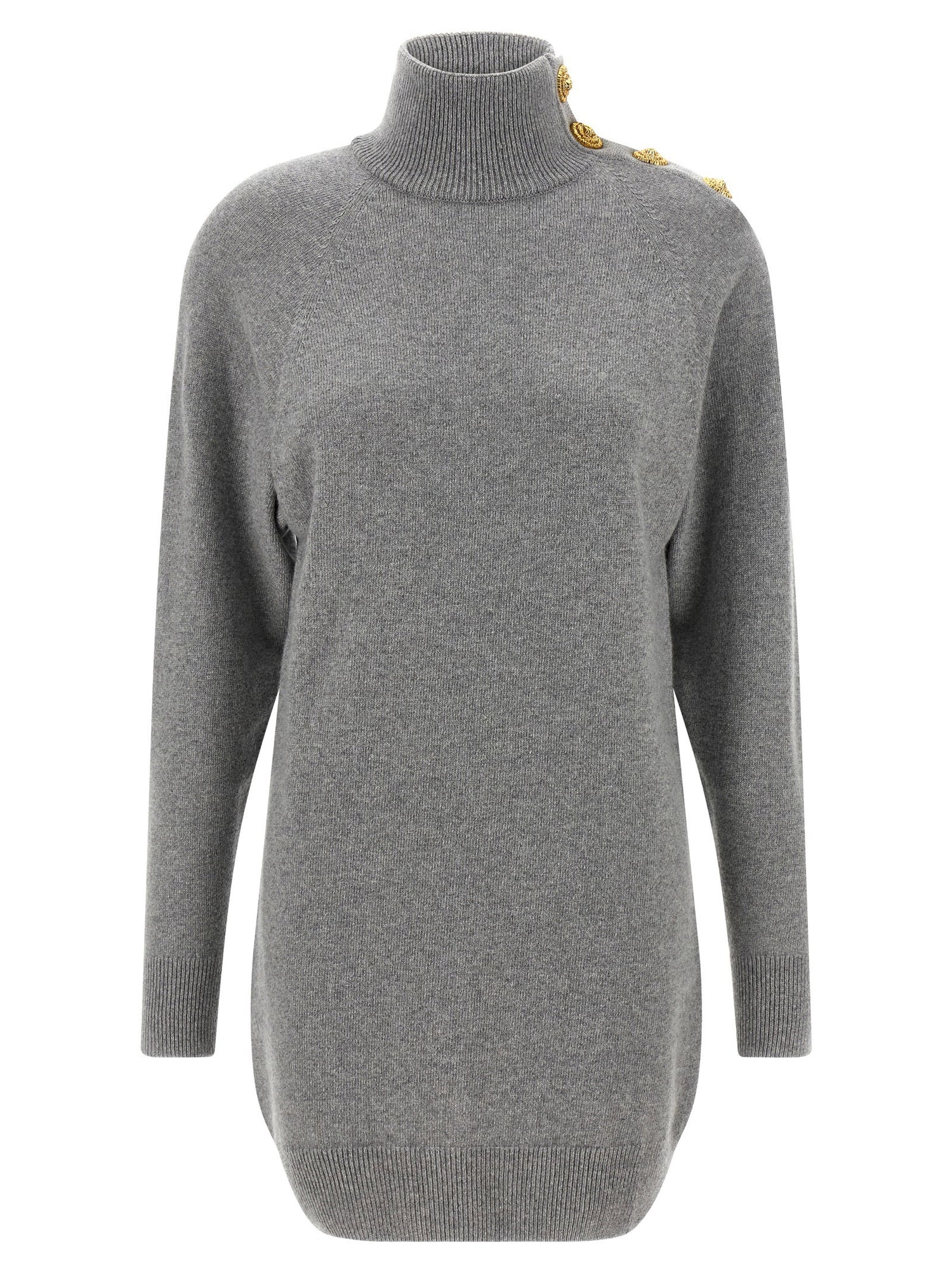 Balmain Cashmere Wool Dress Gray