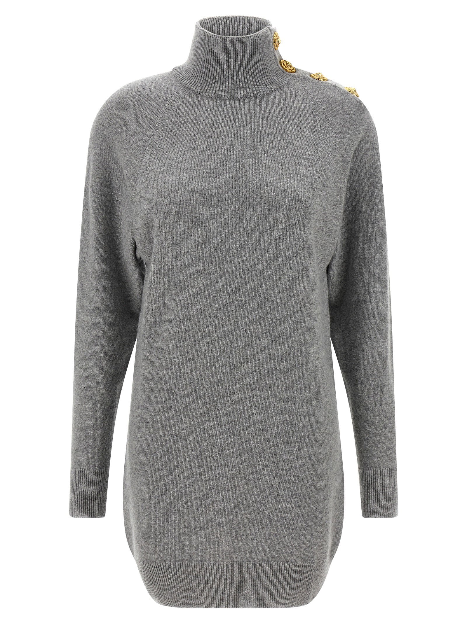Balmain Cashmere Wool Dress Gray