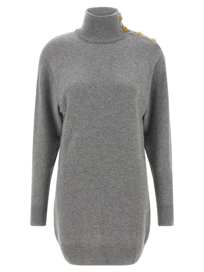 Balmain Cashmere Wool Dress Gray
