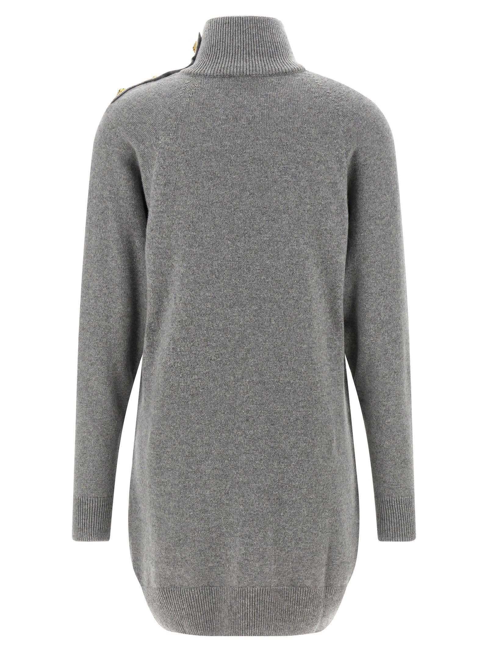 Balmain Cashmere Wool Dress Gray