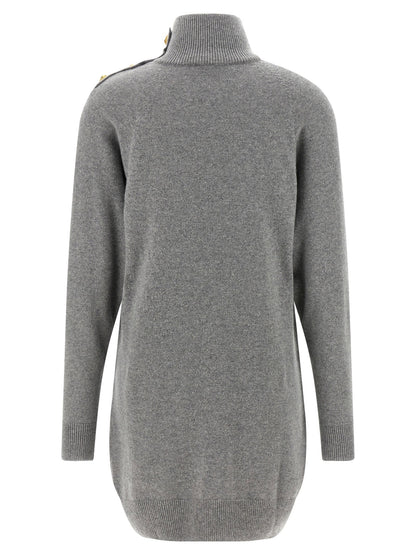 Balmain Cashmere Wool Dress Gray