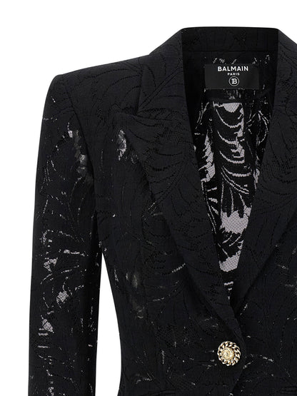 Balmain Lace Blazer Black