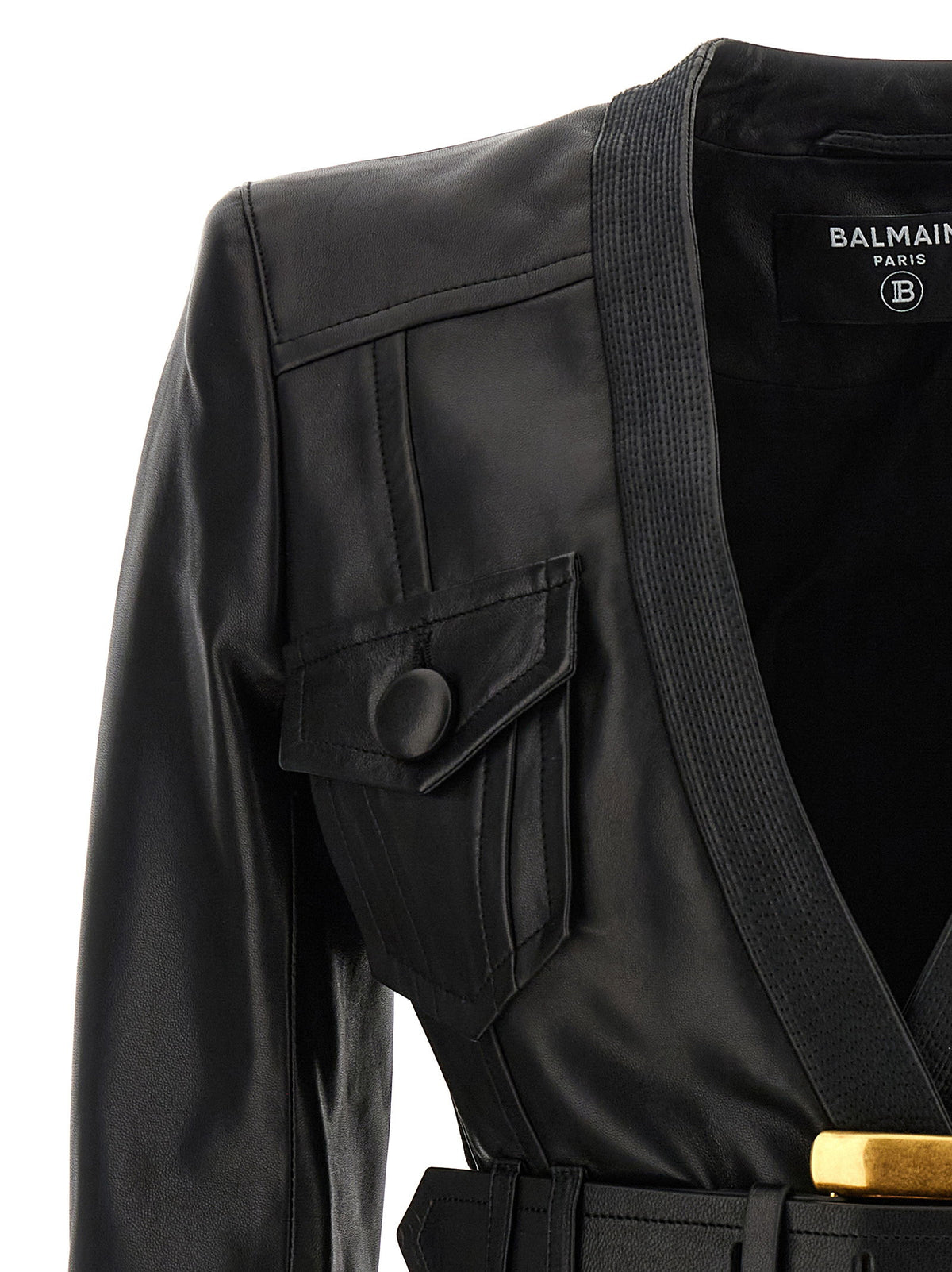 Balmain Leather Jacket Black  