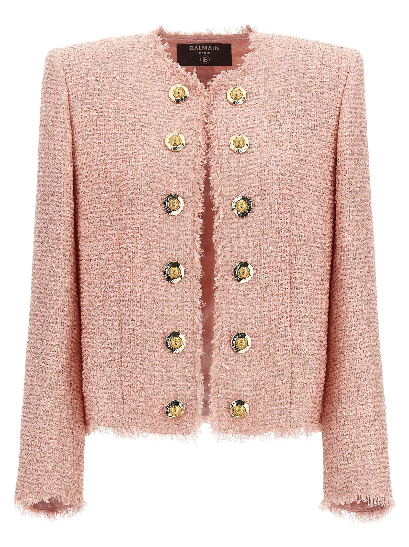 Balmain Sequin Tweed Blazer Pink