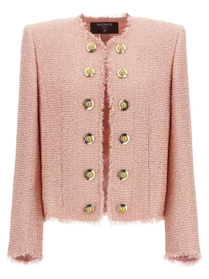 Balmain Sequin Tweed Blazer Pink
