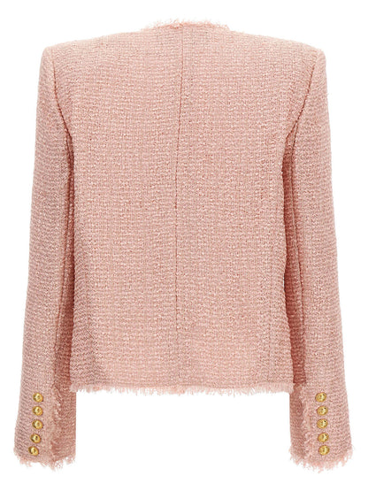 Balmain Sequin Tweed Blazer Pink