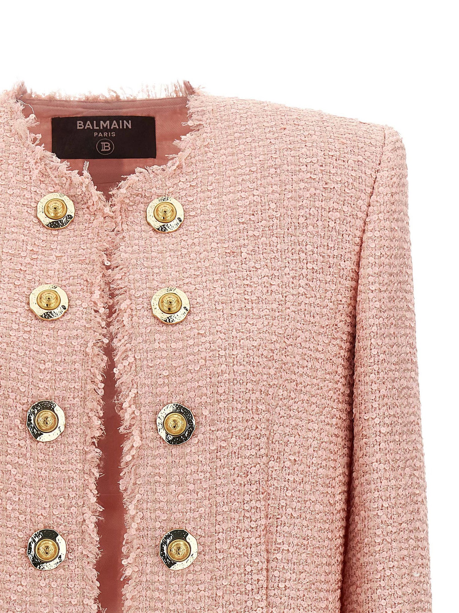 Balmain Sequin Tweed Blazer Pink