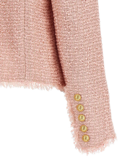 Balmain Sequin Tweed Blazer Pink