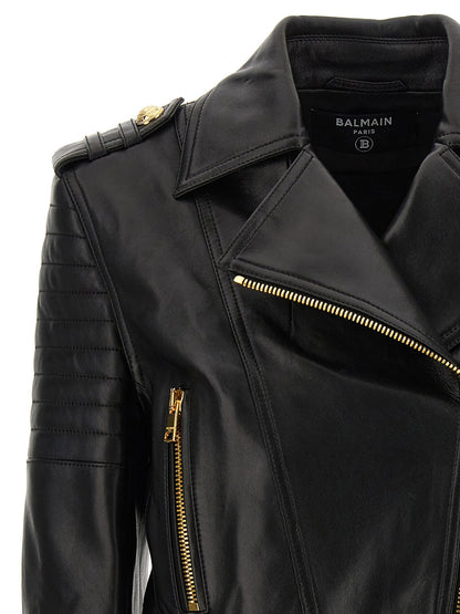 Balmain Leather Jacket Black
