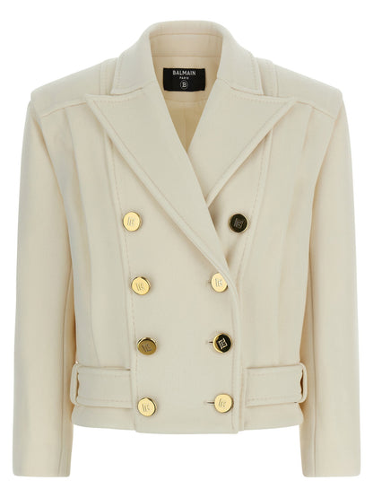 Balmain Double-breasted Coat White
