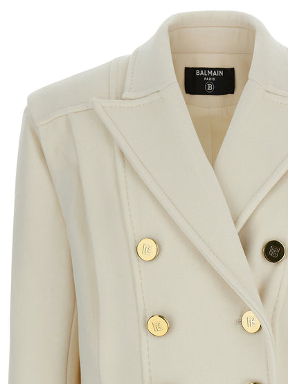 Balmain Double-breasted Coat White