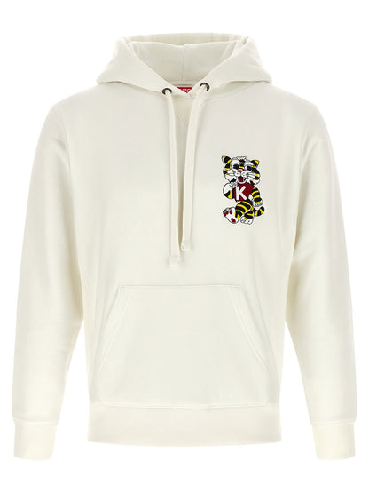 Kenzo Wild Tiger Embroidered Hoodie White