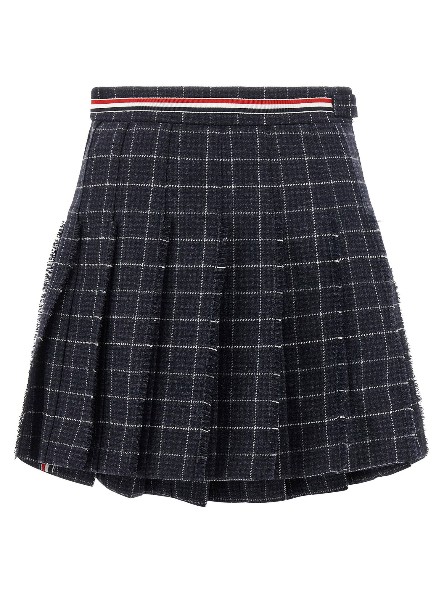 Thom Browne Rwb Pleated Tweed Skirt Blue