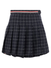 Thom Browne Rwb Pleated Tweed Skirt Blue