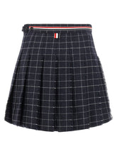 Thom Browne Rwb Pleated Tweed Skirt Blue