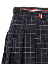 Thom Browne Rwb Pleated Tweed Skirt Blue
