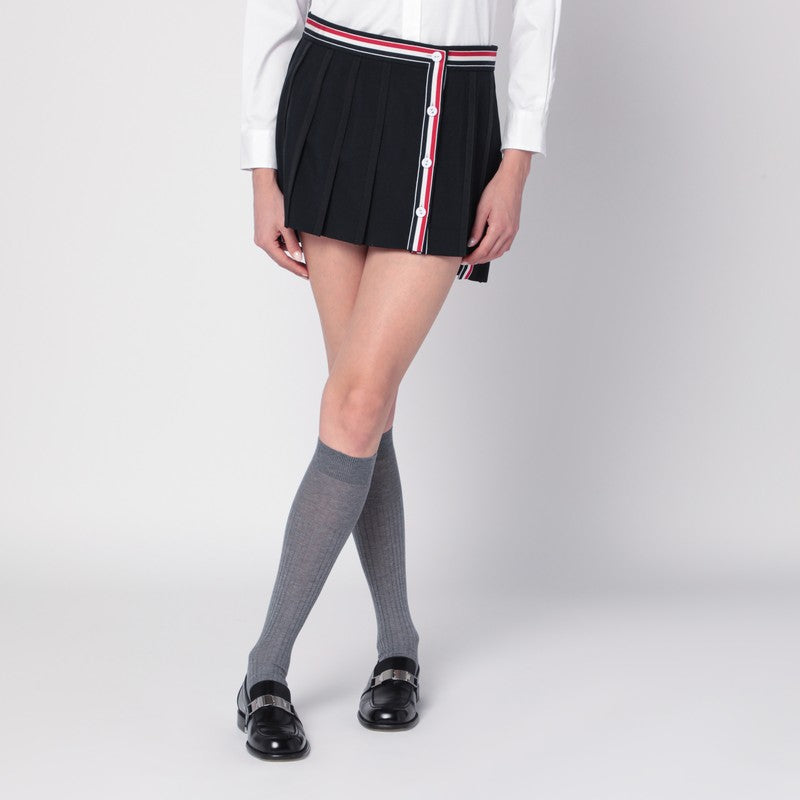 Thom Browne Black asymmetric ruffled wool-blend mini skirt Black