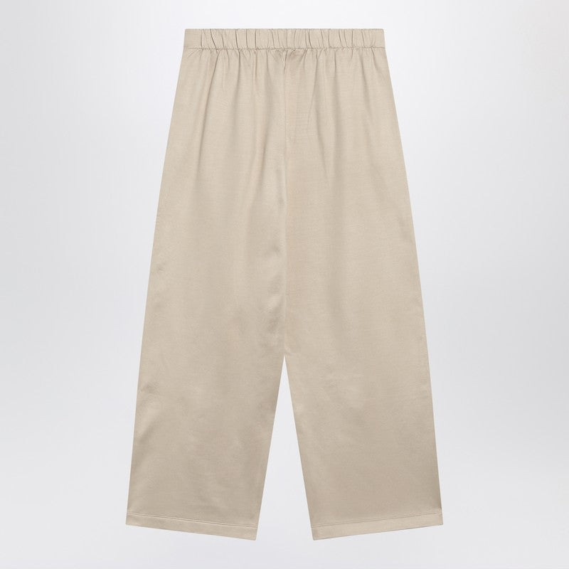 Max Mara Beige Silk Blend Cropped Trousers Beige