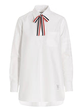 Thom Browne Logo Pussy Bow Blouse White