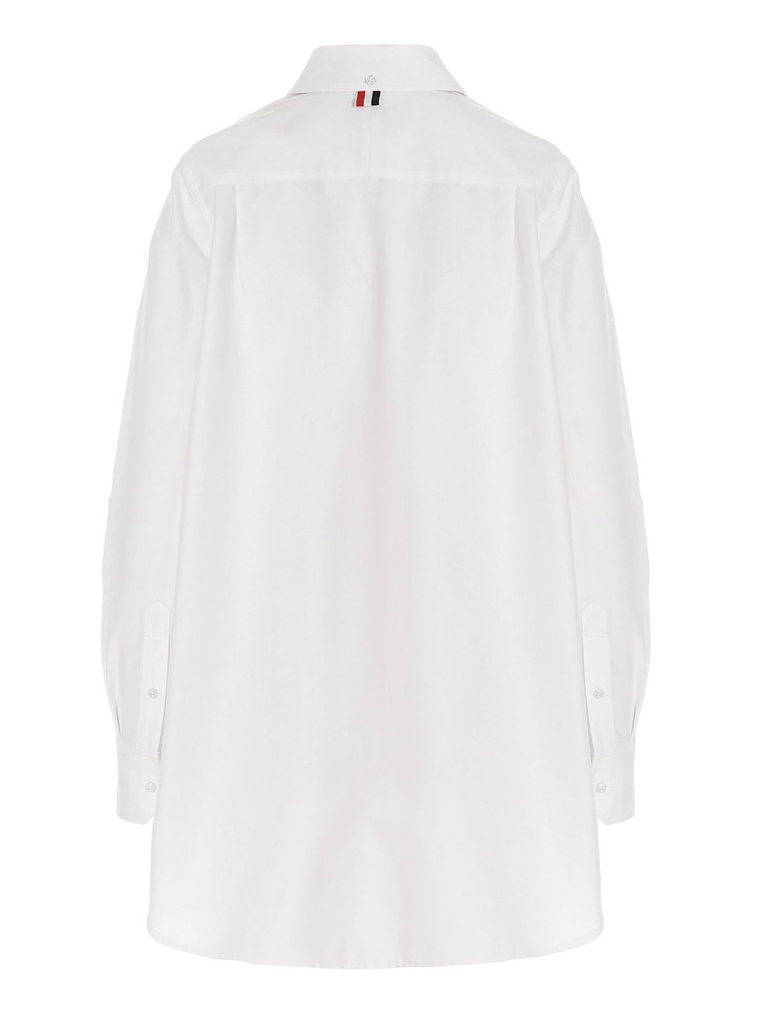 Thom Browne Logo Pussy Bow Blouse White