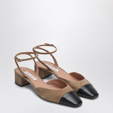 Aquazzura French Flirt 35 Beige and Black Suede Pumps Brown