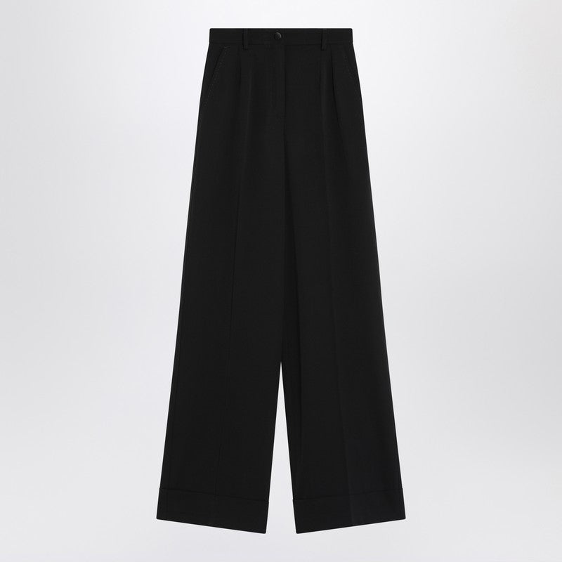 Dolce &amp; Gabbana High-waisted wool-blend trousers in black Black