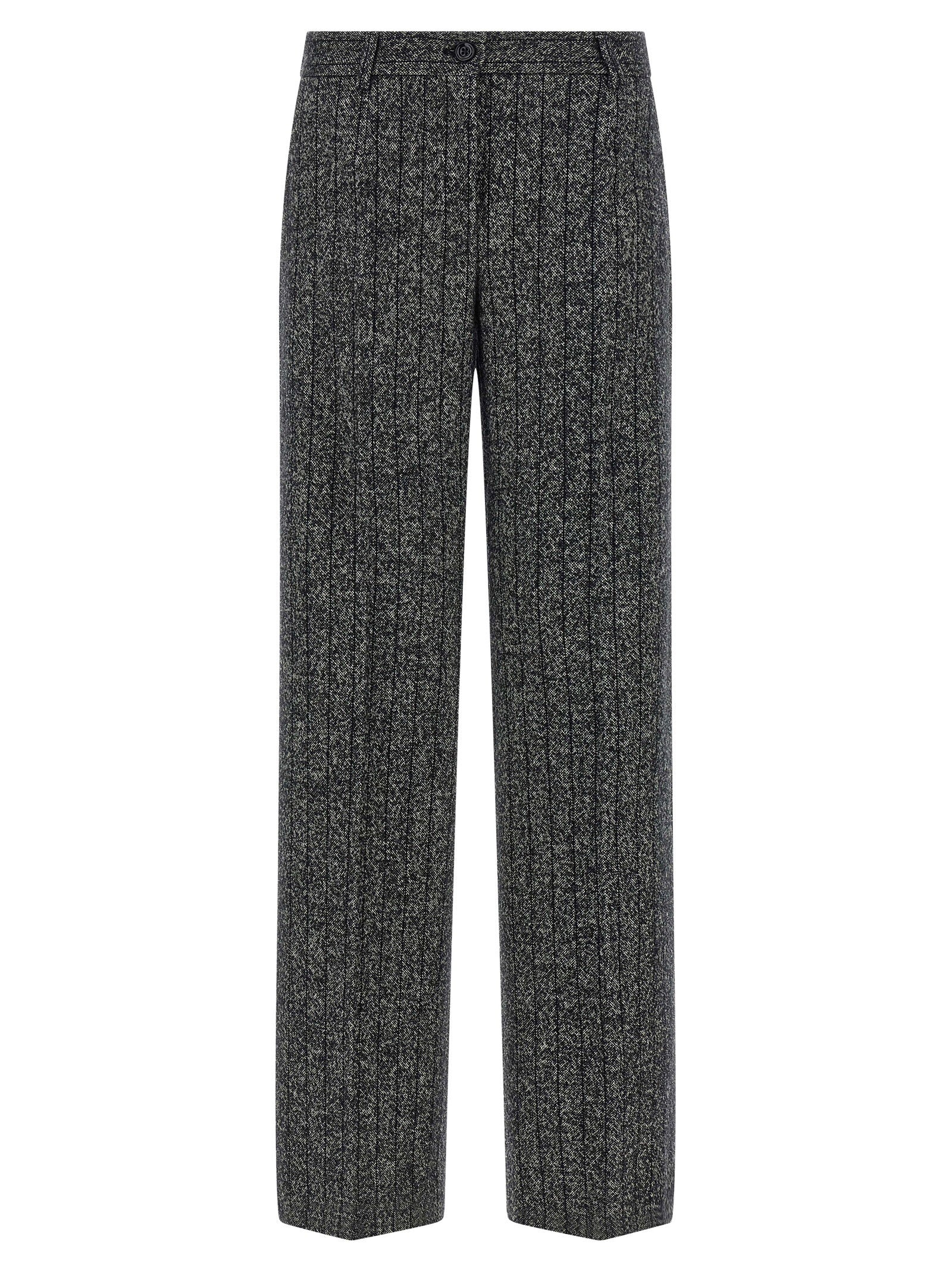 Dolce &amp; Gabbana Striped Wool Pants White/black