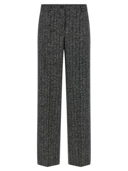 Dolce &amp; Gabbana Striped Wool Pants White/black