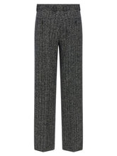 Dolce & Gabbana Striped Wool Pants White/black